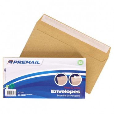 Envelopes Manilla  Peel And Seal Pk50