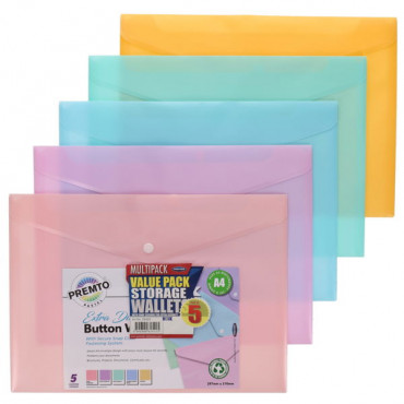 A4 Button Wallet Pk5 Pastel