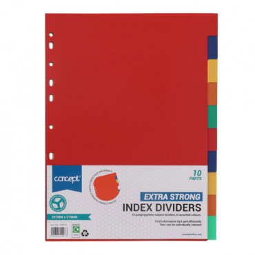 Subject Divider 10 Part Heavy Duty Pp