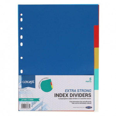 Extra Strong Plastic Subject Dividers 5Pk