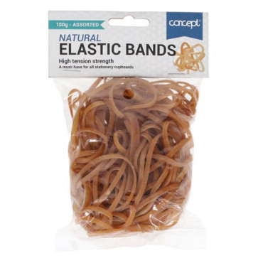 Rubber Bands Bag 100G Asst