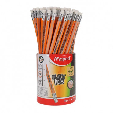 Black Peps Hb Pencil With Eraser Single