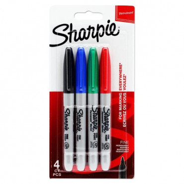 Sharpie Card 4 Fine Tip Permanent Markers - Asst s