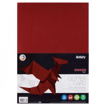 GLITTER CARD A4 RED 10 SHEETS