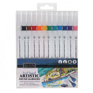 Icon Pkt.12 Dual Tipped Artistic Brush Markers