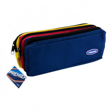 3 Pocket Zip Pencl Case Blue