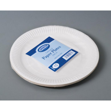 Paper Plates White 23Cm Pk 15