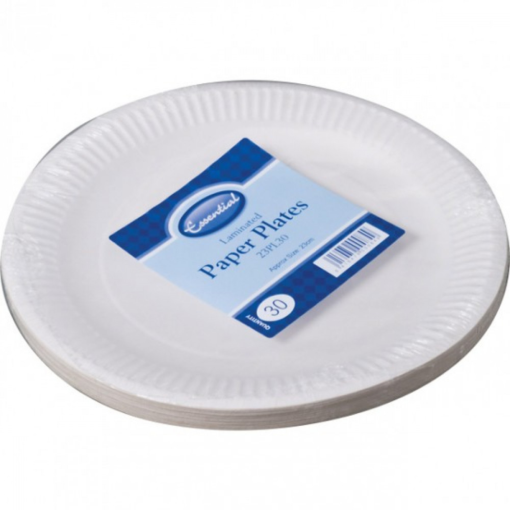 Paper Plates White 23Cm Pk 30