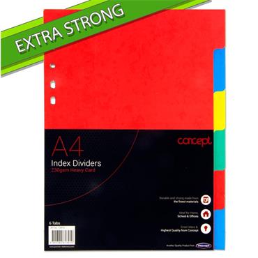EXTRA STRONG INDEX SUBJECT DIVIDERS - 6 PART