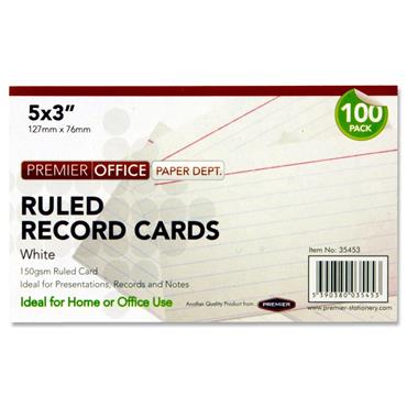 RECORD CARDS 5X3 PK 100 RULED
