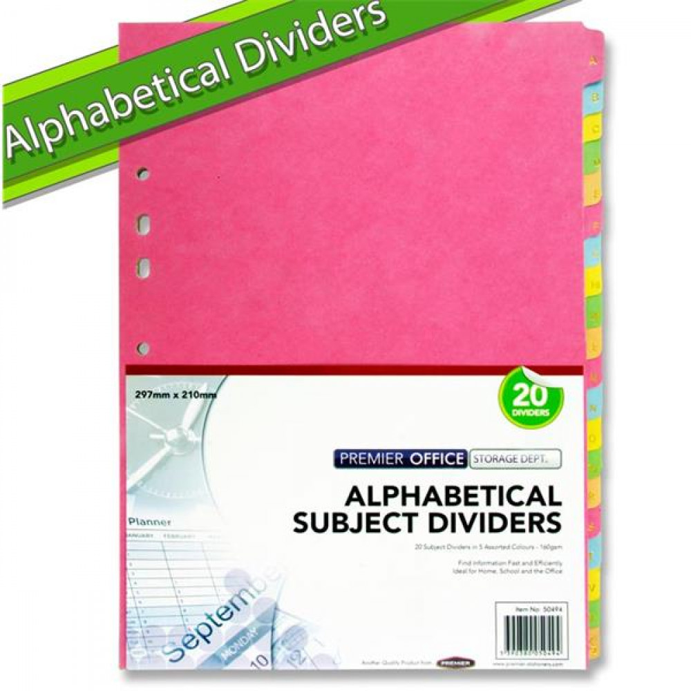 Subject Dividers Alphabetical 20 Dividers