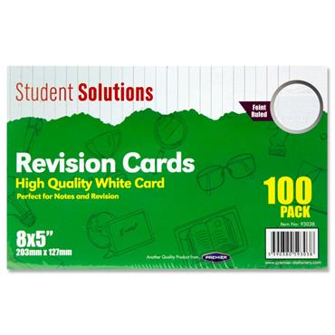 Revision Cards White 8X5 Pack of 100