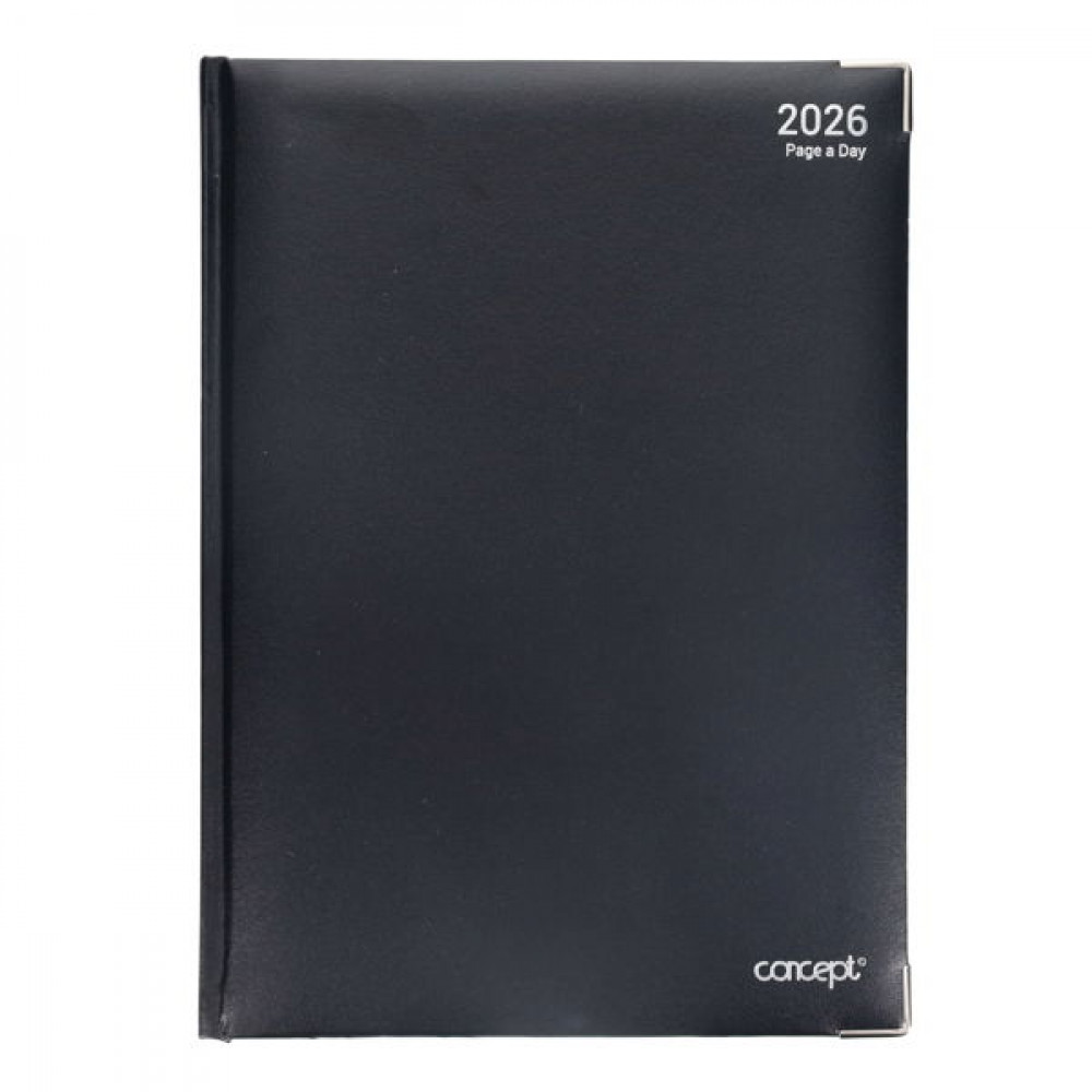 2026 A4 Diary Page A Day - Black