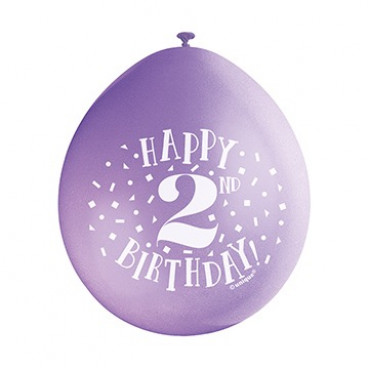 Balloons 2Nd Birthday Pk10 Assorted