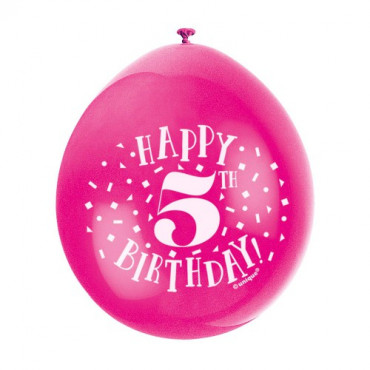 Balloons 5Th Birthday Pk 10 Assorted