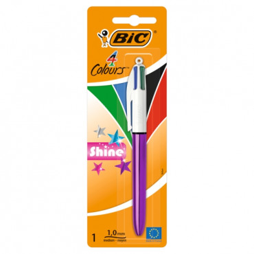 Bic 4 Colour Ballpoint Pen - Shine (Carded) 4 Asst