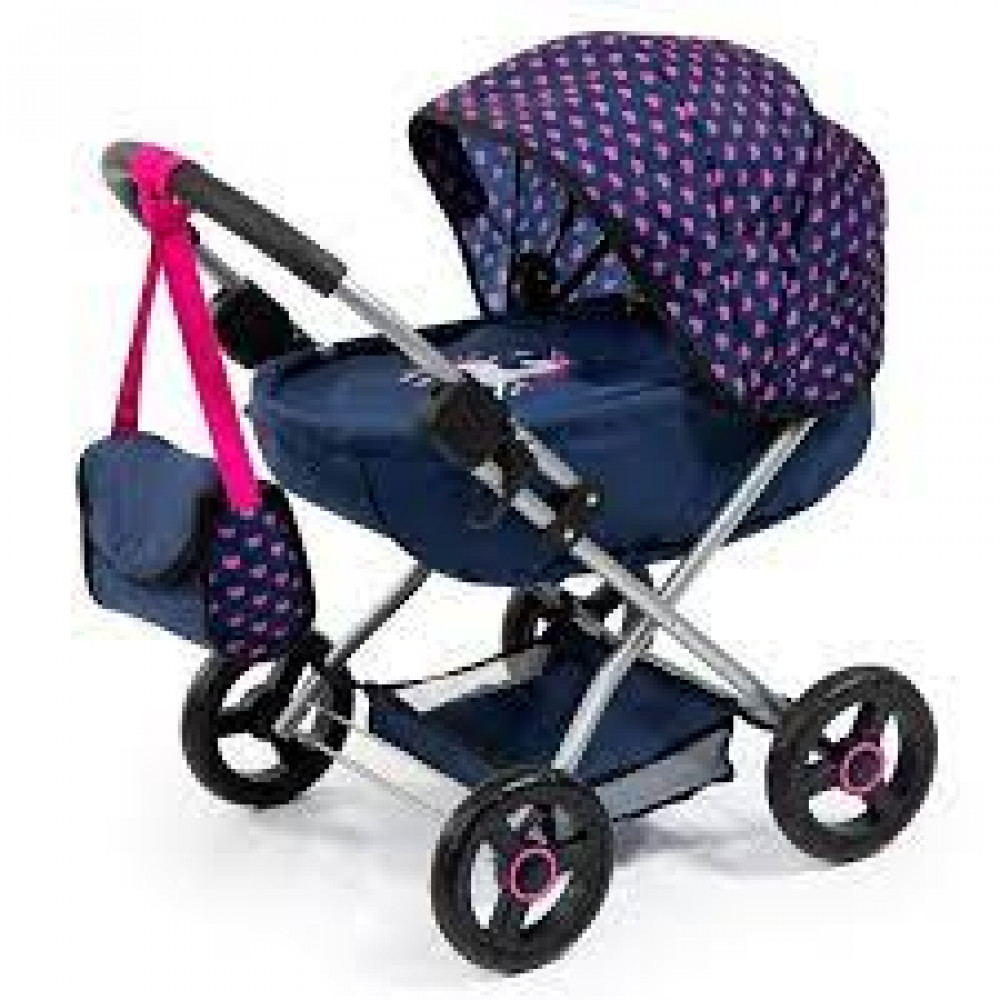 Cosy Doll Pram Navy and Grey