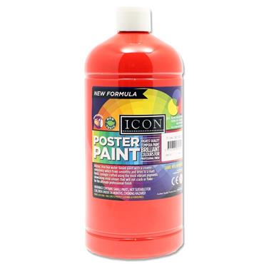 Icon Art 1ltr Poster Paint Scarlet