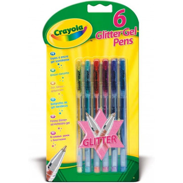 GLITTER GEL PENS PK 6