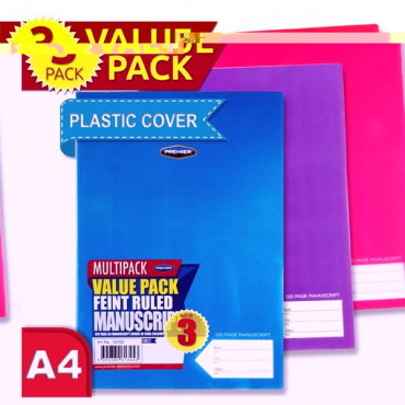 Plastic Cover Manuscript Book A4 3Pk 120Pg Tang