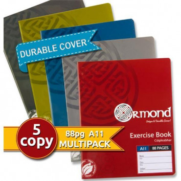 Plastic Cover Copy Book Boys 88P Pk5