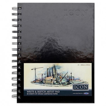 A5 135gsm Wiro Hardcover Sketch Pad 50 Sheets