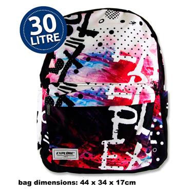 30ltr Backpack Black Explore Full