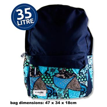 35ltr Backpack Tropical Hoop Blue