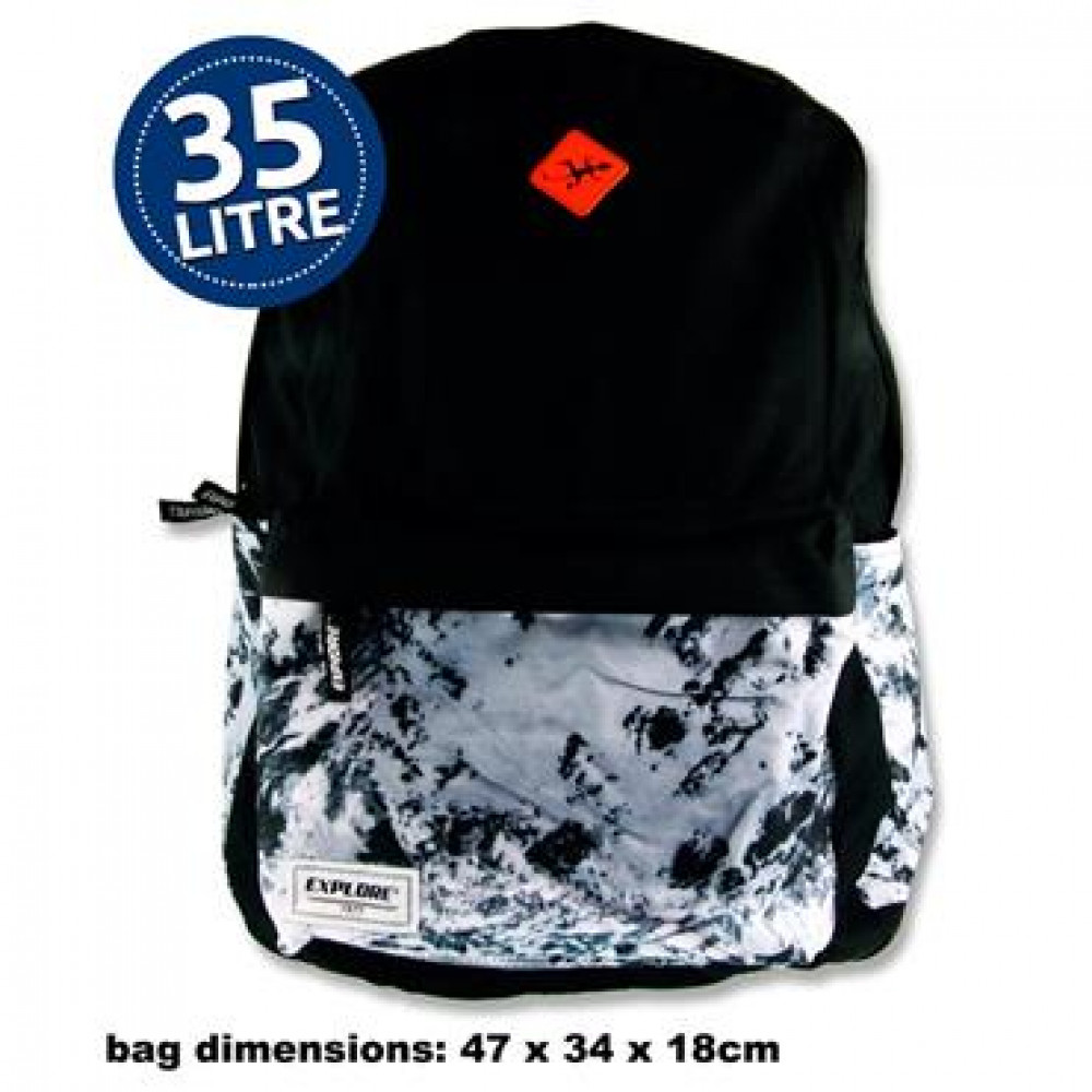 35ltr Backpack Black Abstract Hoop