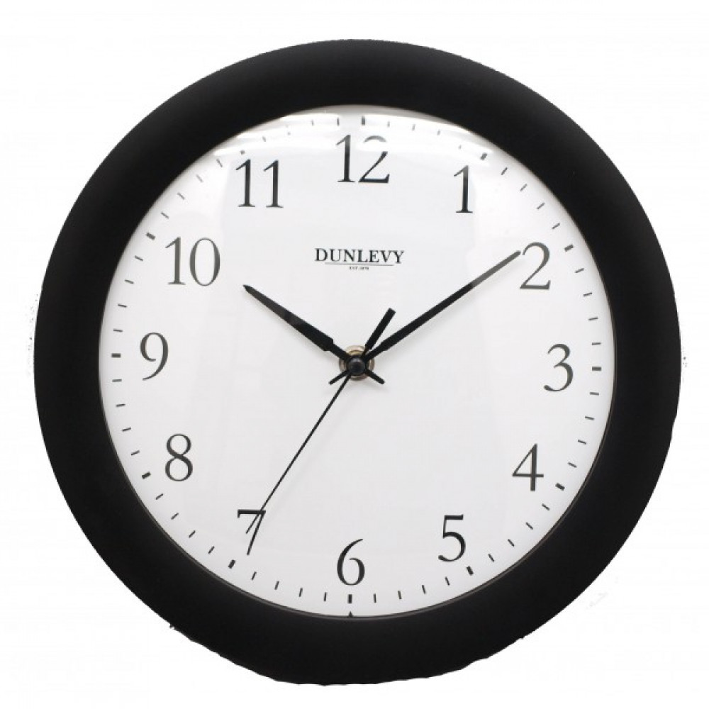 Clock Wall Black Plastic 10In