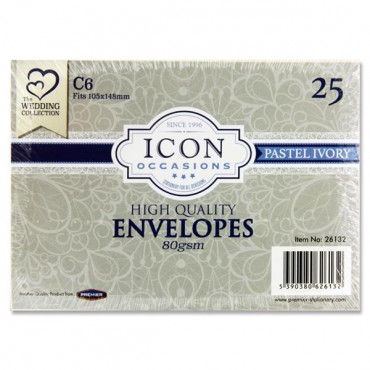 Icon Occasions Pkt.25 C6 80gsm Envelopes - Ivory