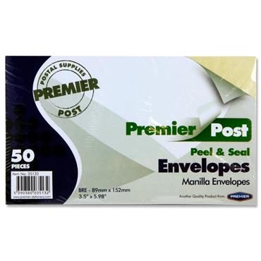 Envelopes Small Manilla Peel And Seal Pk50