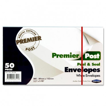 Envelopes White Small Peel And Seal Pk50