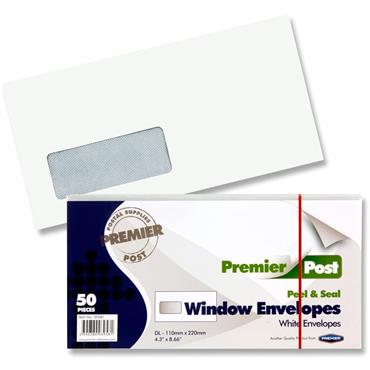 Envelopes Pk 50 White Window