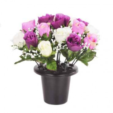 Rosebud Gypsophila Purple 25cm x16 Grave Pot