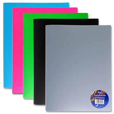 A4 20 Pocket Display Book 5 Assorted Single