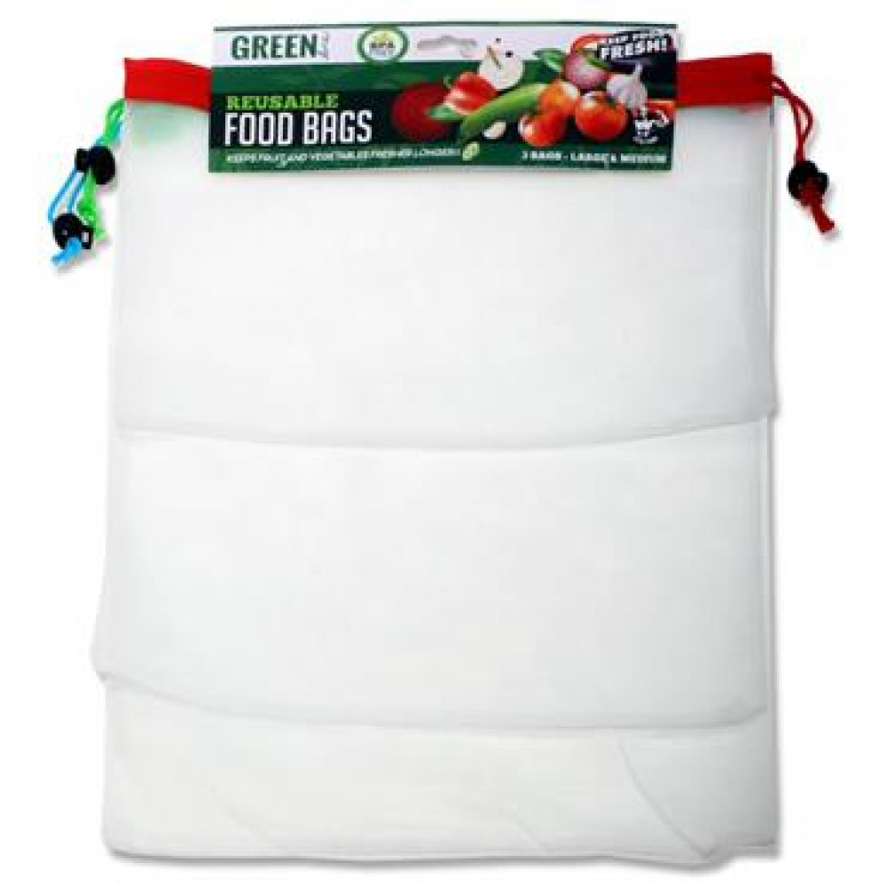 Pkt.3 Bpa Free Reusable Food Bags - Size M & L