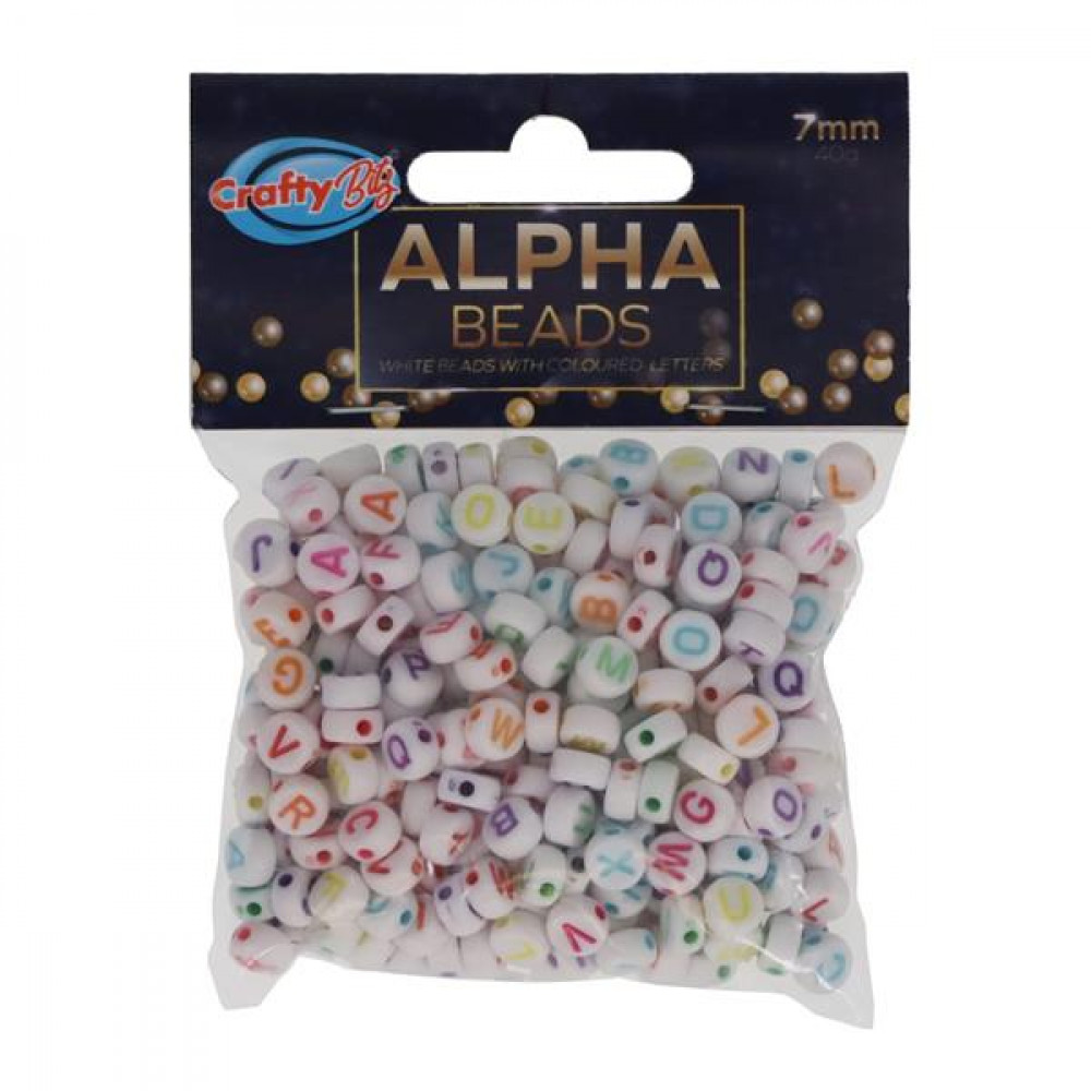 Crafty Bitz 7mm Alpha Beads - White