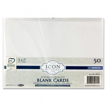 Icon Occasions Pkt.50 5x7" 250gsm Cards & Enveloe"