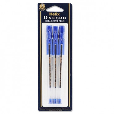 Helix Oxford Card 6 Stick Ballpoint Pens - Blue