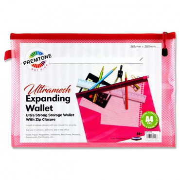 Mesh Wallet B4+ Expanding Mesh Wallet Pink