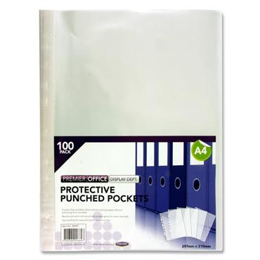 Punched Pockets A4  Pk 100 Pd