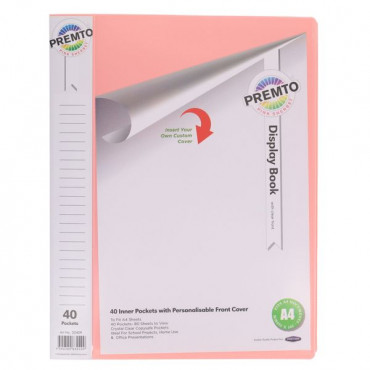 A4 40 Pocket Display Book Pink Sherbet