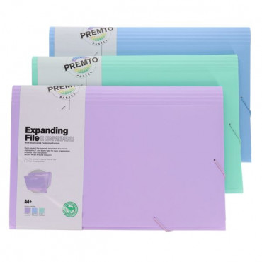 Pastel A4+ 12 Part Expanding File - 3 Assorted