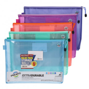 A4+ Extra Durable Mesh Storage Wallet 5 Asst