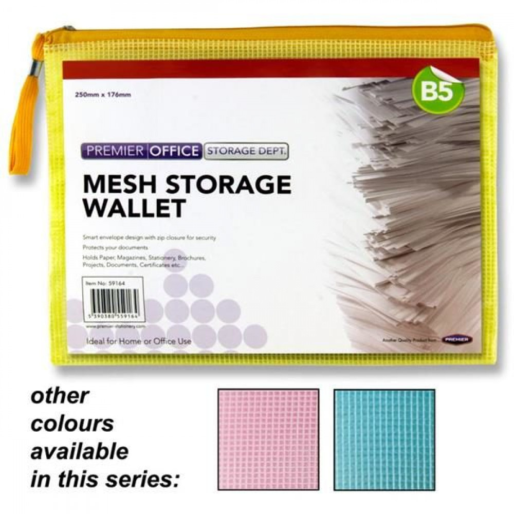 B5 Mesh Wallet Assorted 3 Colours
