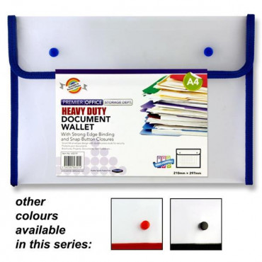 A4 Button Document Wallet Heavy Duty