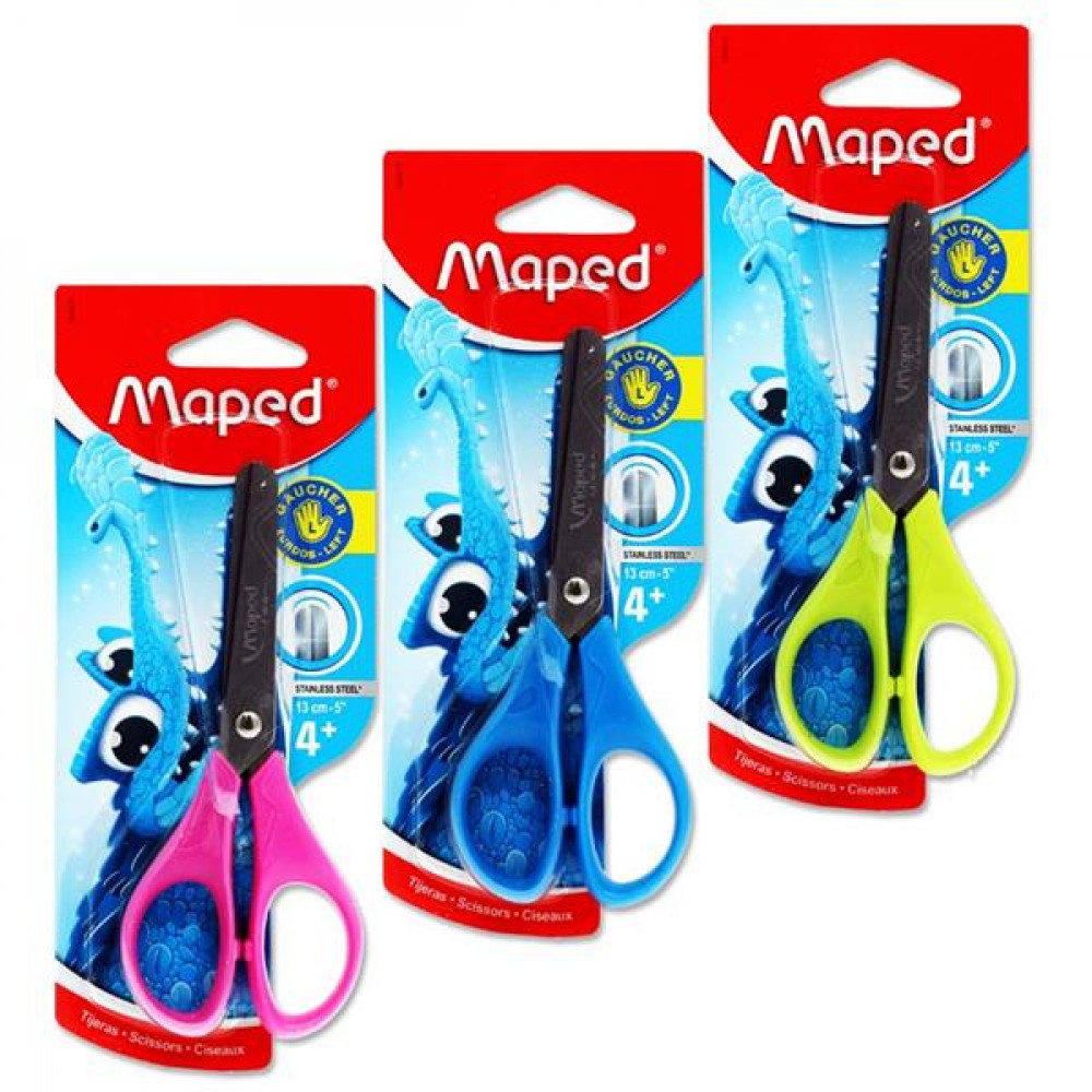 Left Handed Scissors 13cm Soft Grip- 3 Assorted Co