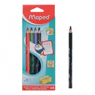 Whiteboard Pencils & Sharpener 4 PK