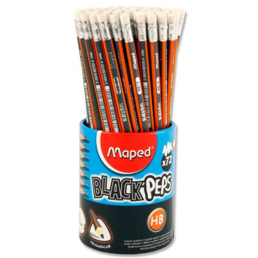 Black Peps Hb Pencil With Eraser Single